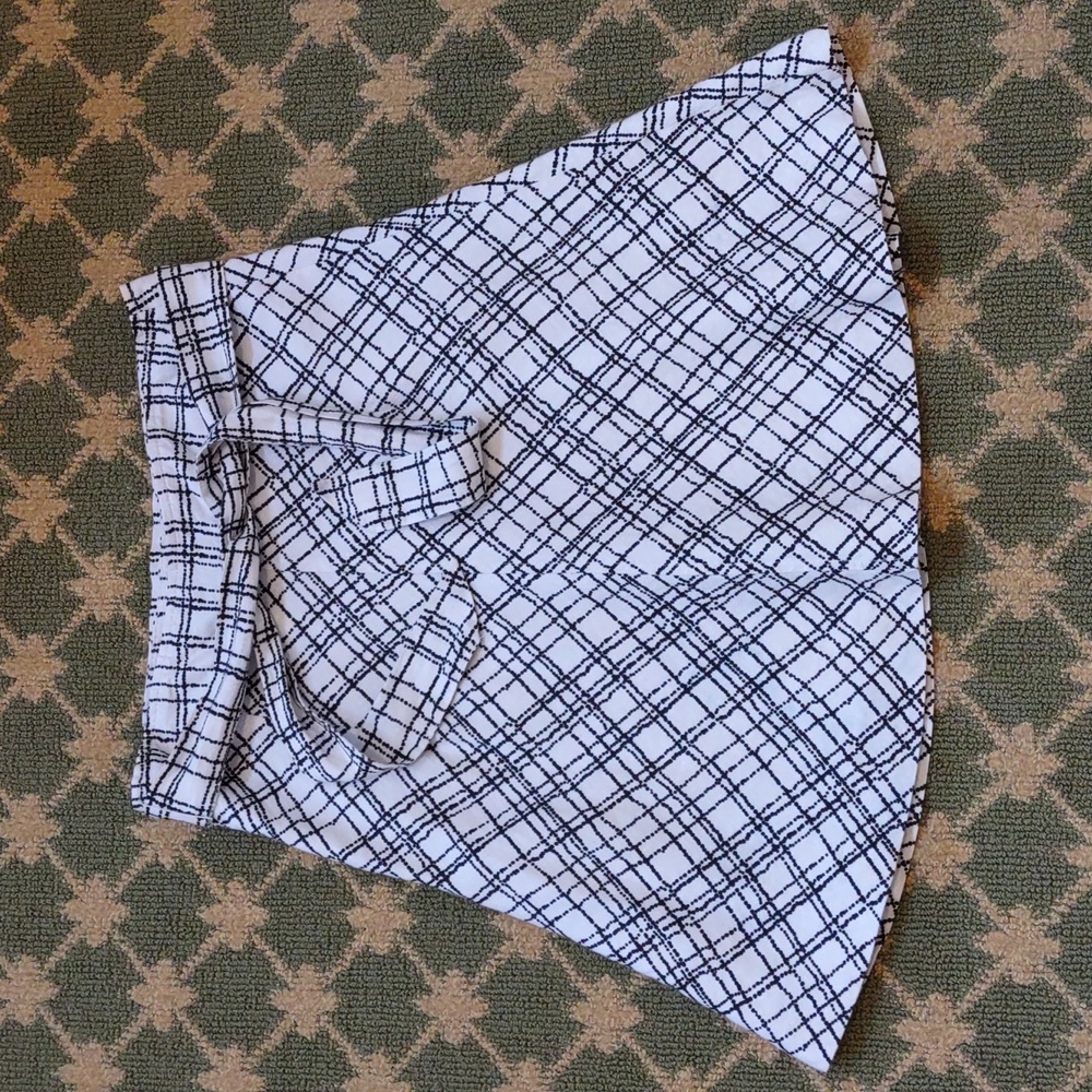Linen Print Classic A-Line Belted Skirt with Lining